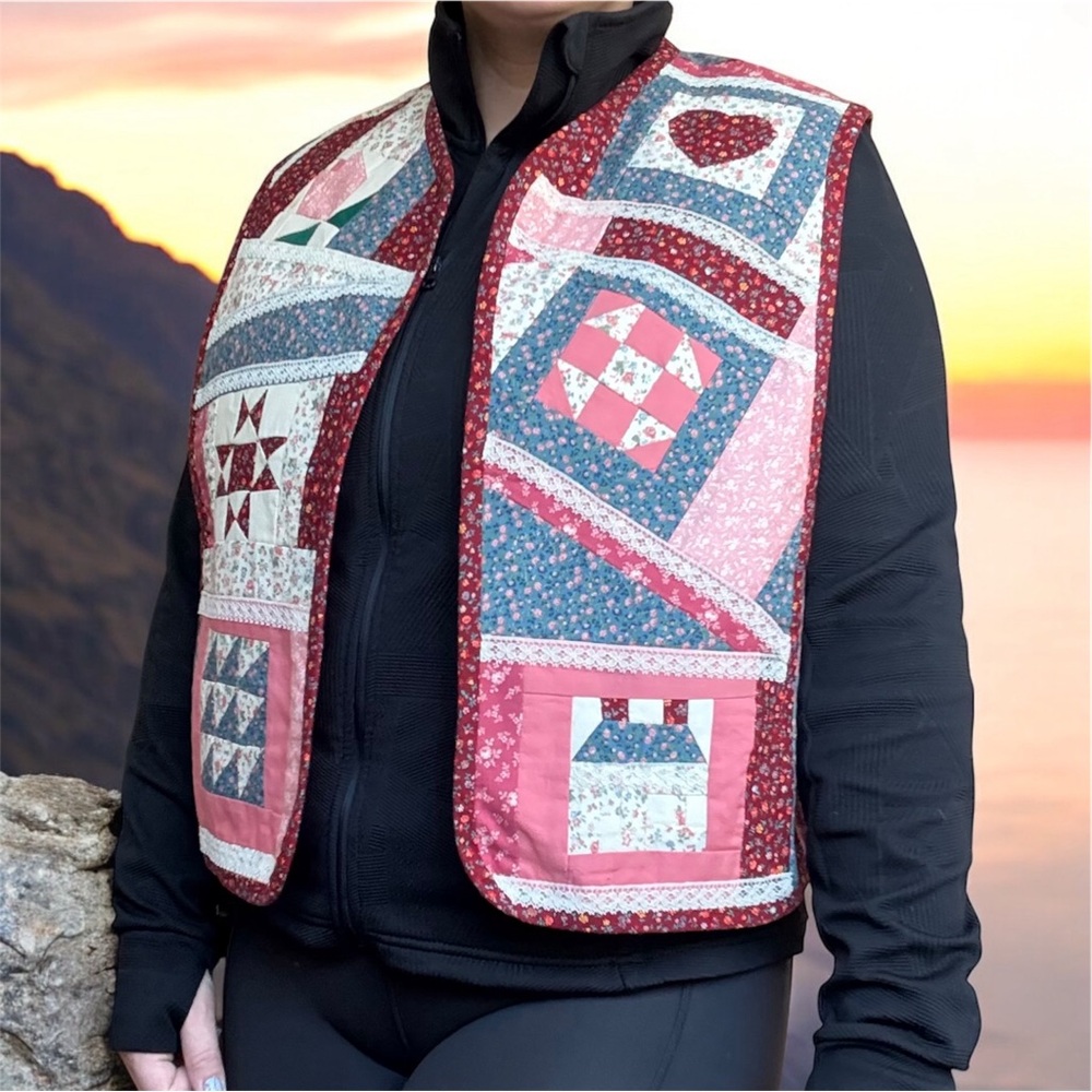 Handmade Patchwork Quilted Vest Size L-XL